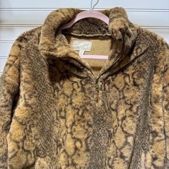 Oil & Hali Fuzzy Fleece Snake Print 1/4 Zip Pullover Size M - Picture 5 of 13